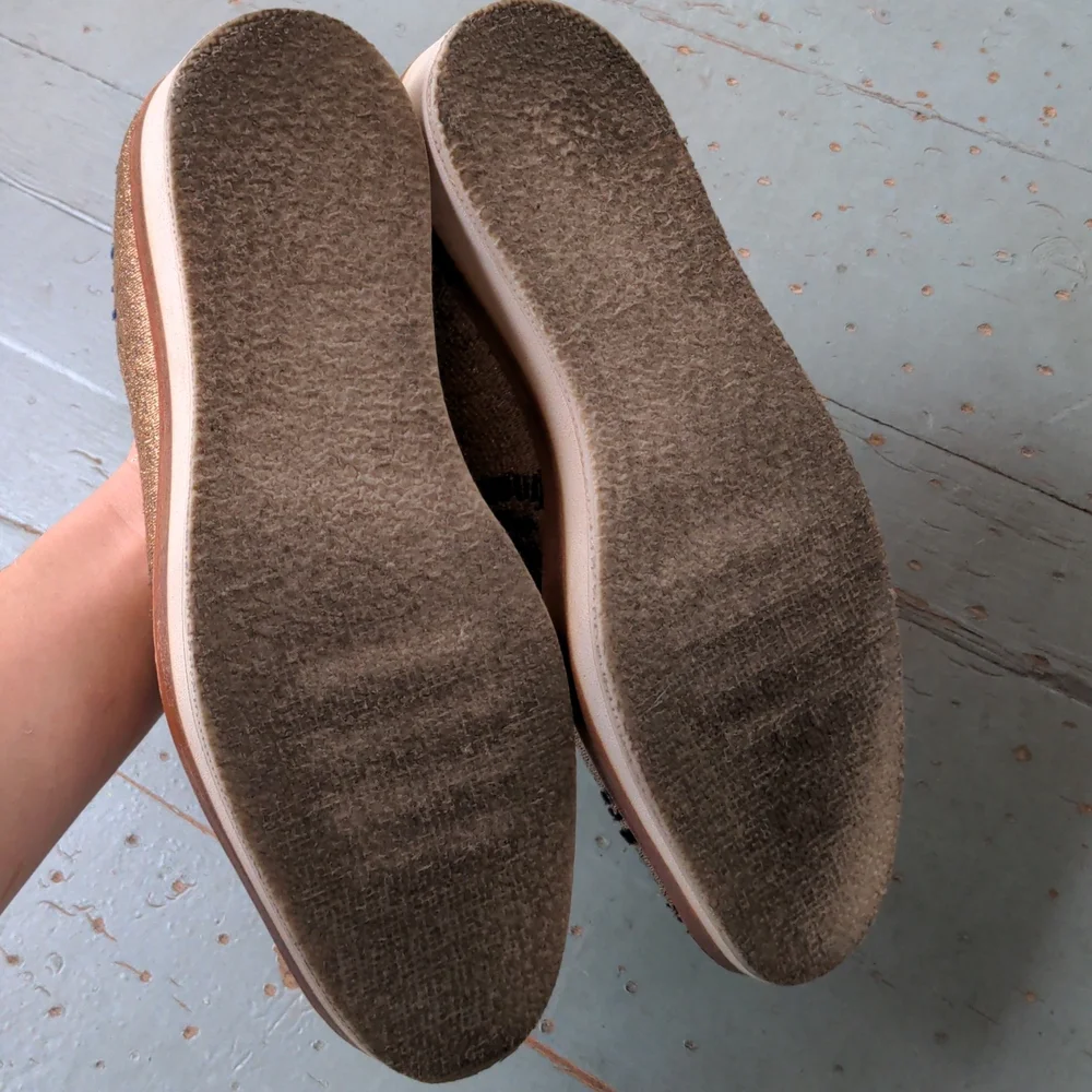 Free People Metallic Gold Loafers with Navy Detailing - Picture 7 of 8